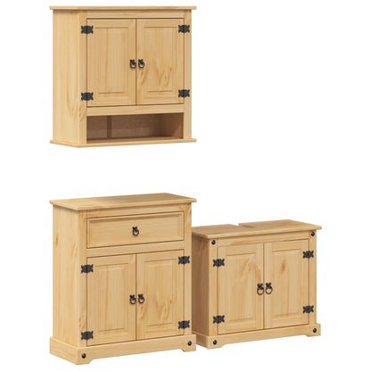 3 Piece Bathroom Furniture Set Corona Solid Wood Pine