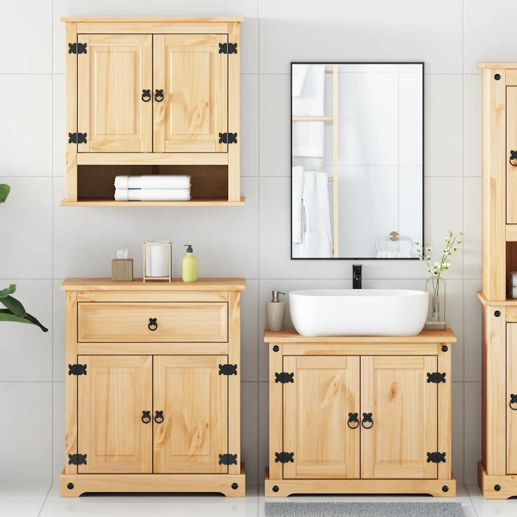 3 Piece Bathroom Furniture Set Corona Solid Wood Pine