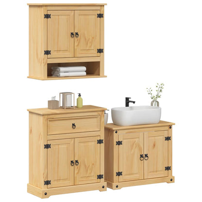 3 Piece Bathroom Furniture Set Corona Solid Wood Pine