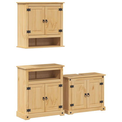 3 Piece Bathroom Furniture Set Corona Solid Wood Pine