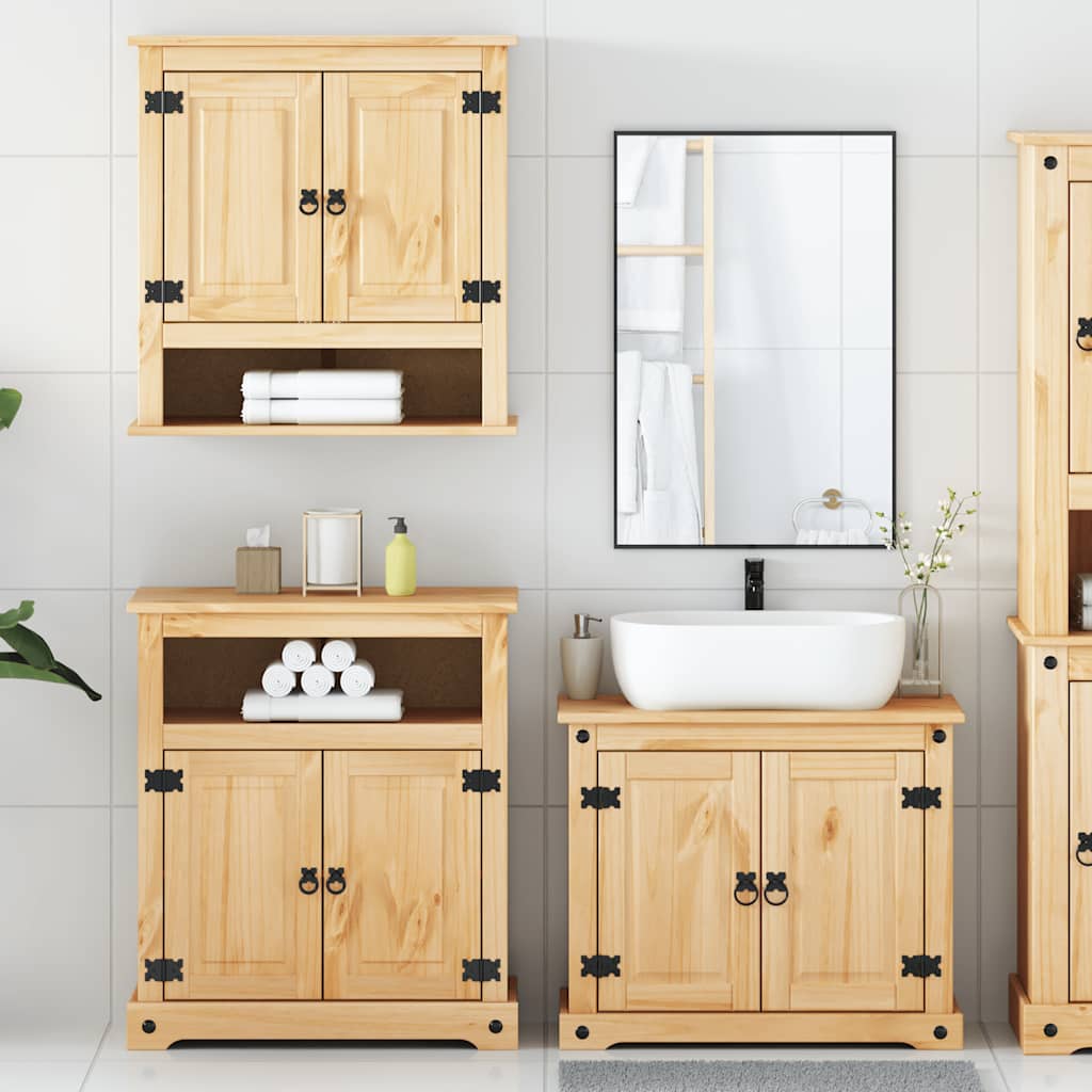 3 Piece Bathroom Furniture Set Corona Solid Wood Pine