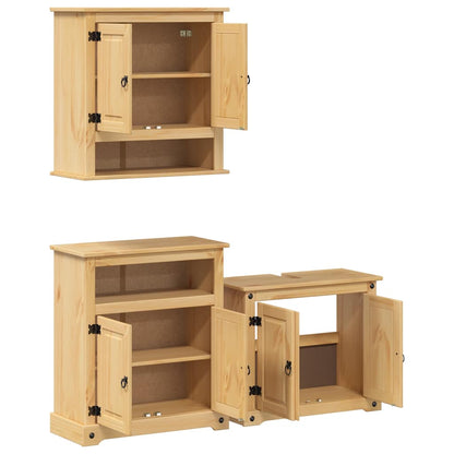 3 Piece Bathroom Furniture Set Corona Solid Wood Pine