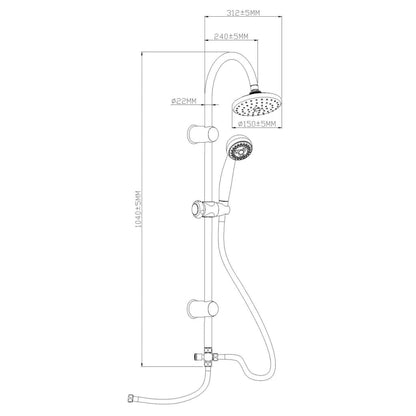 EISL Chrome Overhead and Hand Shower Set - Bend