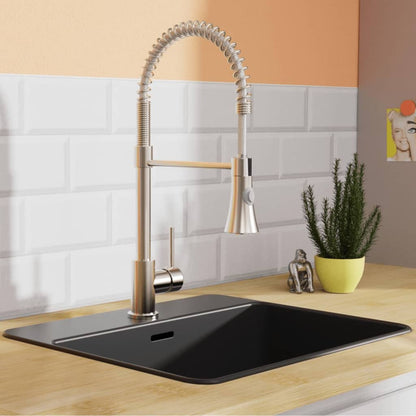 Kitchen Mixer Tap with Spiral Spring Pull-out Spray LEON Nickel