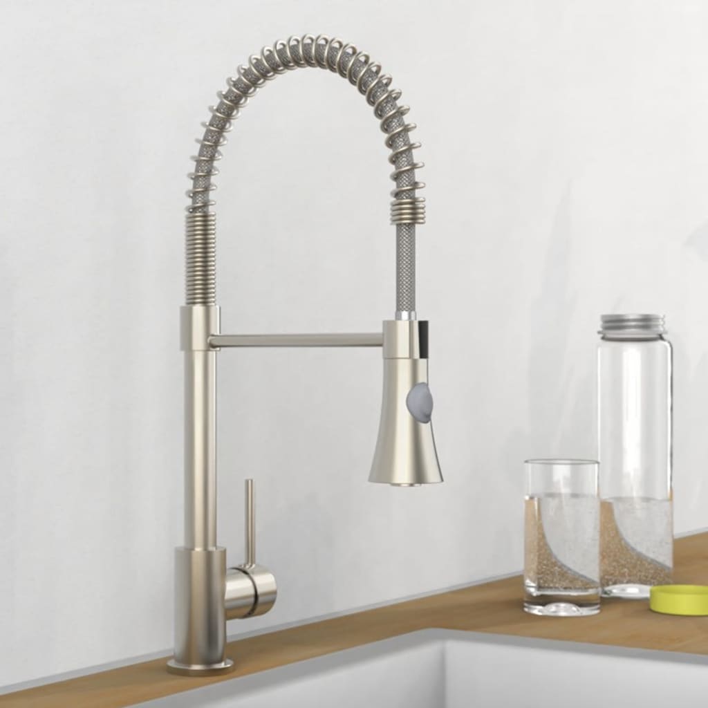 Kitchen Mixer Tap with Spiral Spring Pull-out Spray LEON Nickel