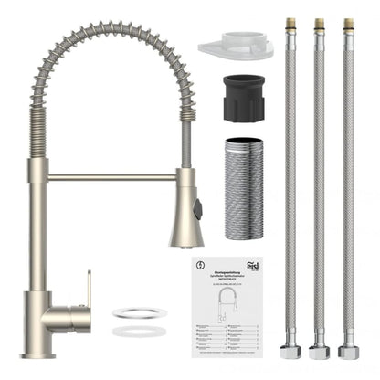 Kitchen Mixer Tap with Spiral Spring Pull-out Spray LEON Nickel