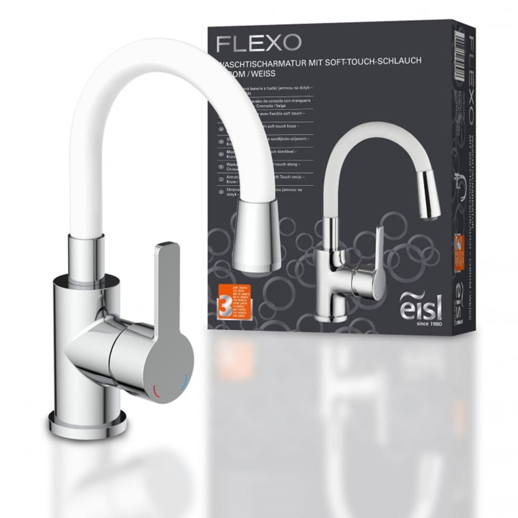 EISL Basin Mixer FLEXO Chrome-white - Bend