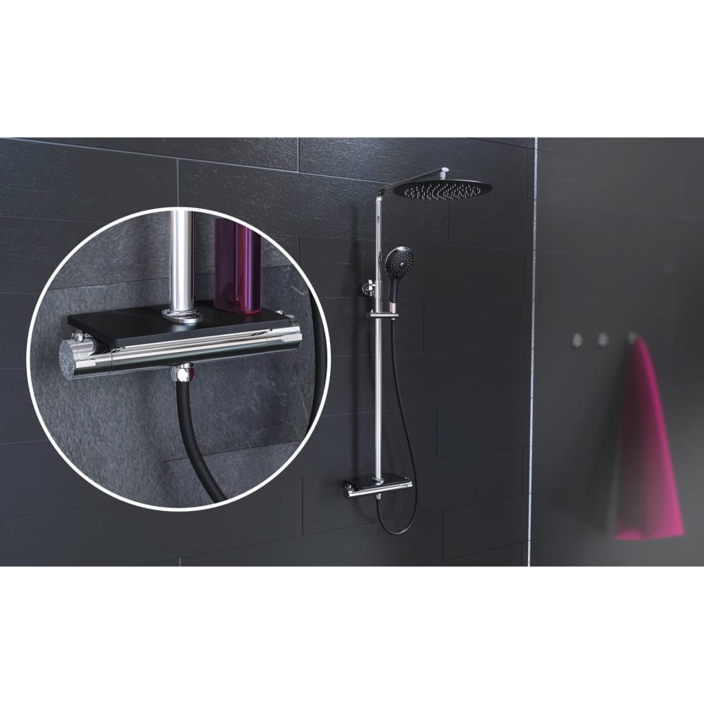 Overhead Shower Set with Thermostatic Mixer GRANDE VITA Chrome-black