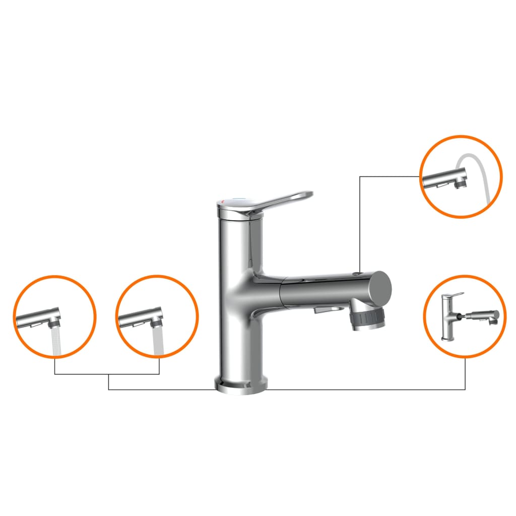 EISL Basin Mixer VARIABILE with Pull-out Spray Chrome - Bend