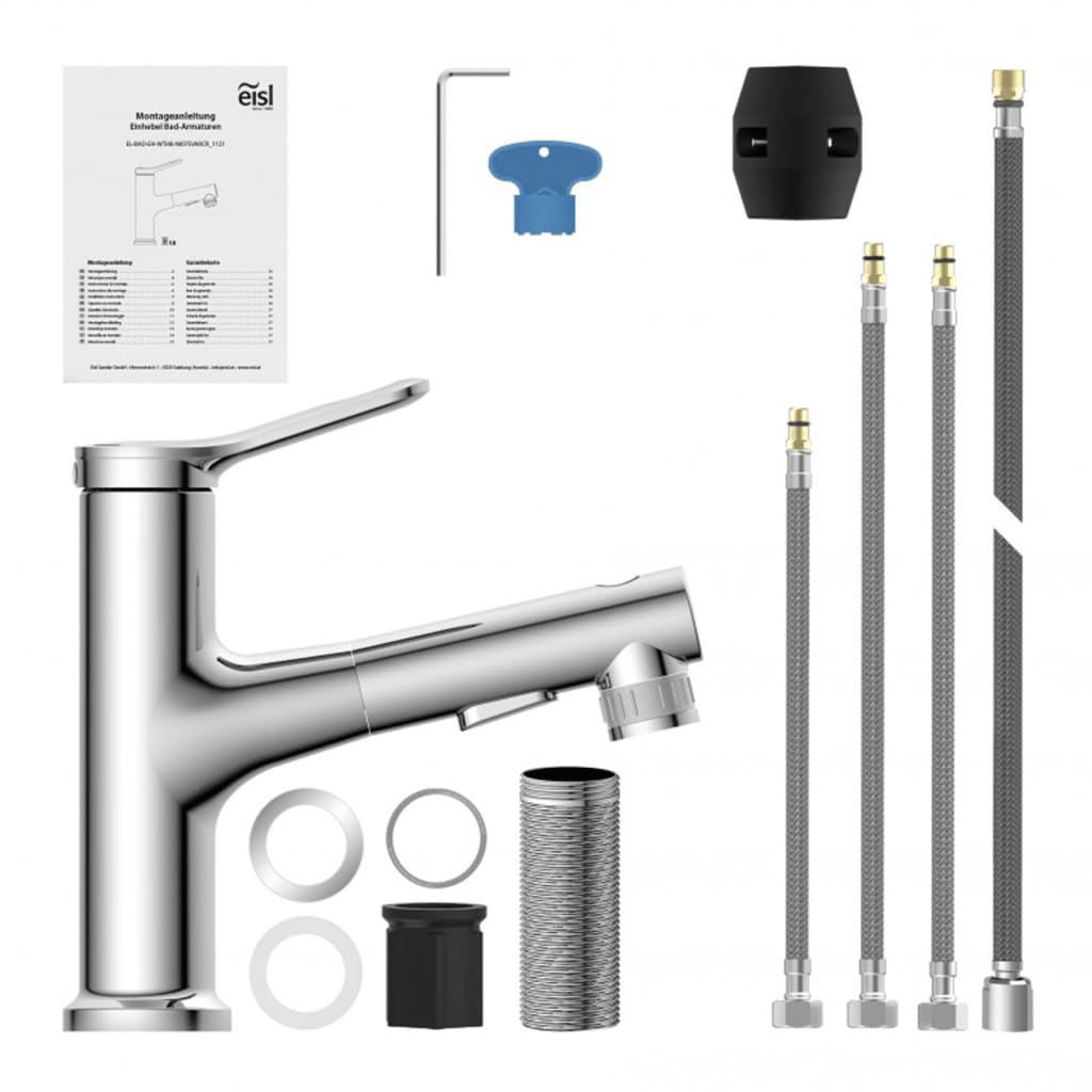 EISL Basin Mixer VARIABILE with Pull-out Spray Chrome - Bend