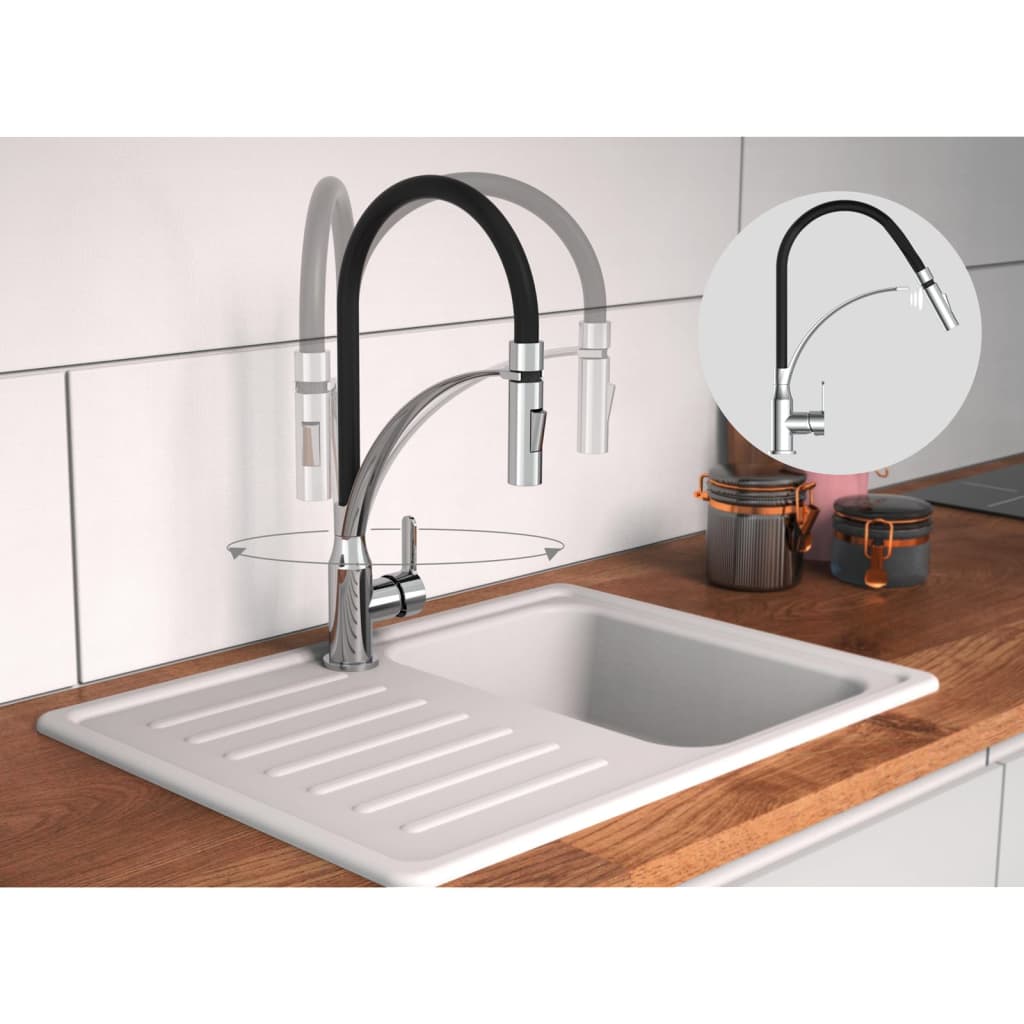 EISL Kitchen Mixer Tap with Soft-Touch Spout CARNEO Chrome-black