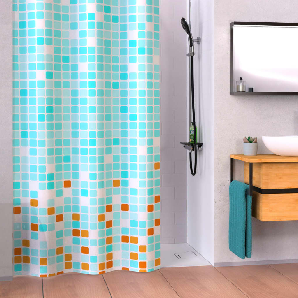 EISL Shower Curtain with Blue-Orange Mosaic 200x180x0.2 cm - Bend